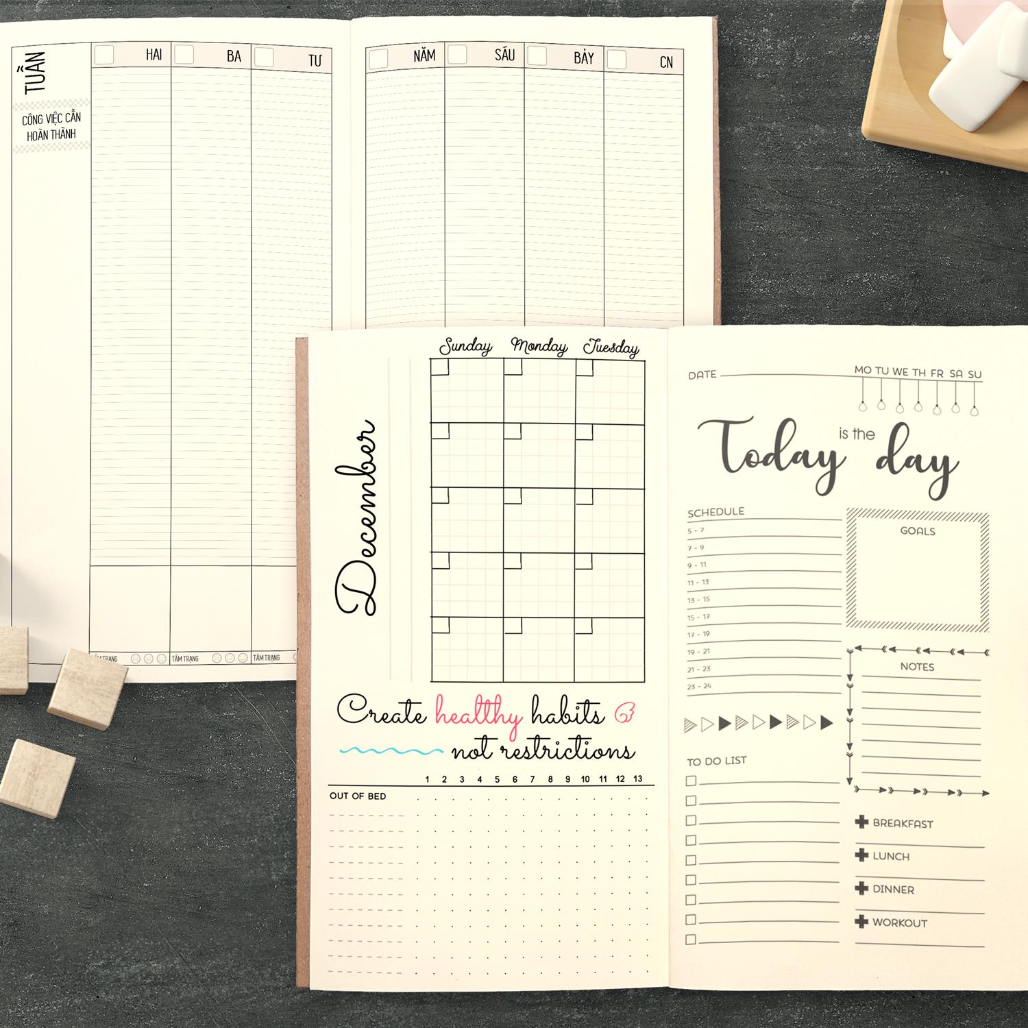Sổ tay planner MIX TỔNG HỢP Tháng + tuần + ngày "Kế hoạch trọn đời" 