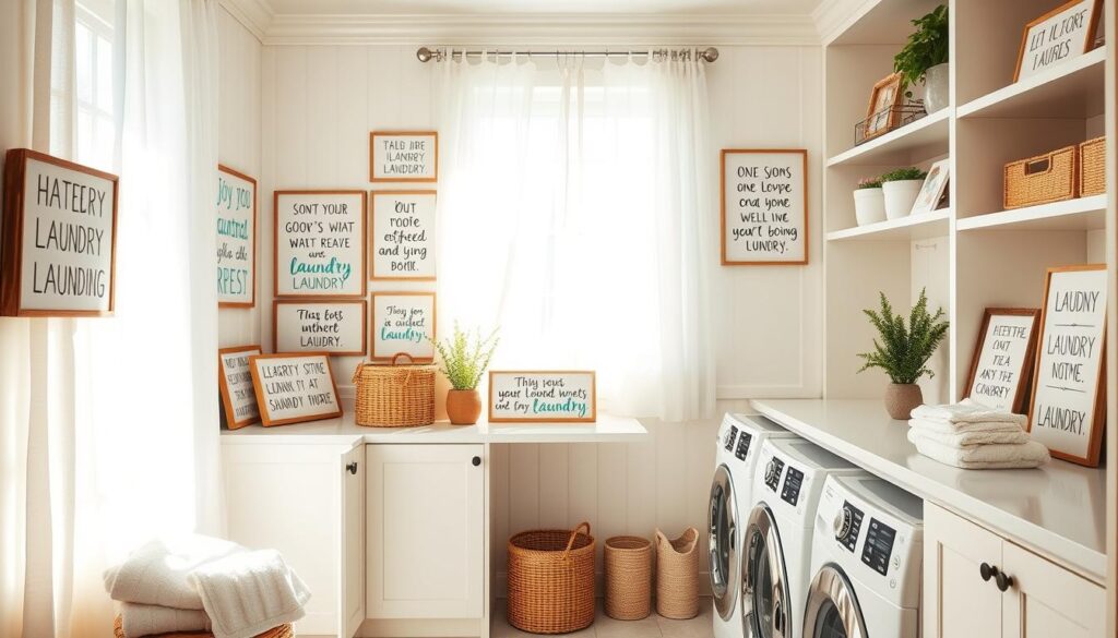 whimsical laundry quotes decor