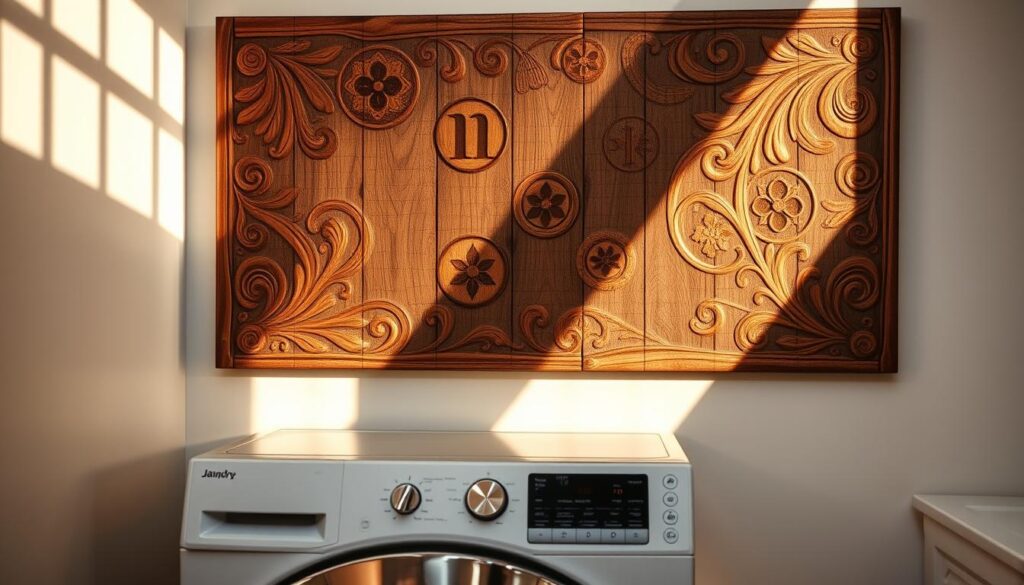wood wall art laundry room